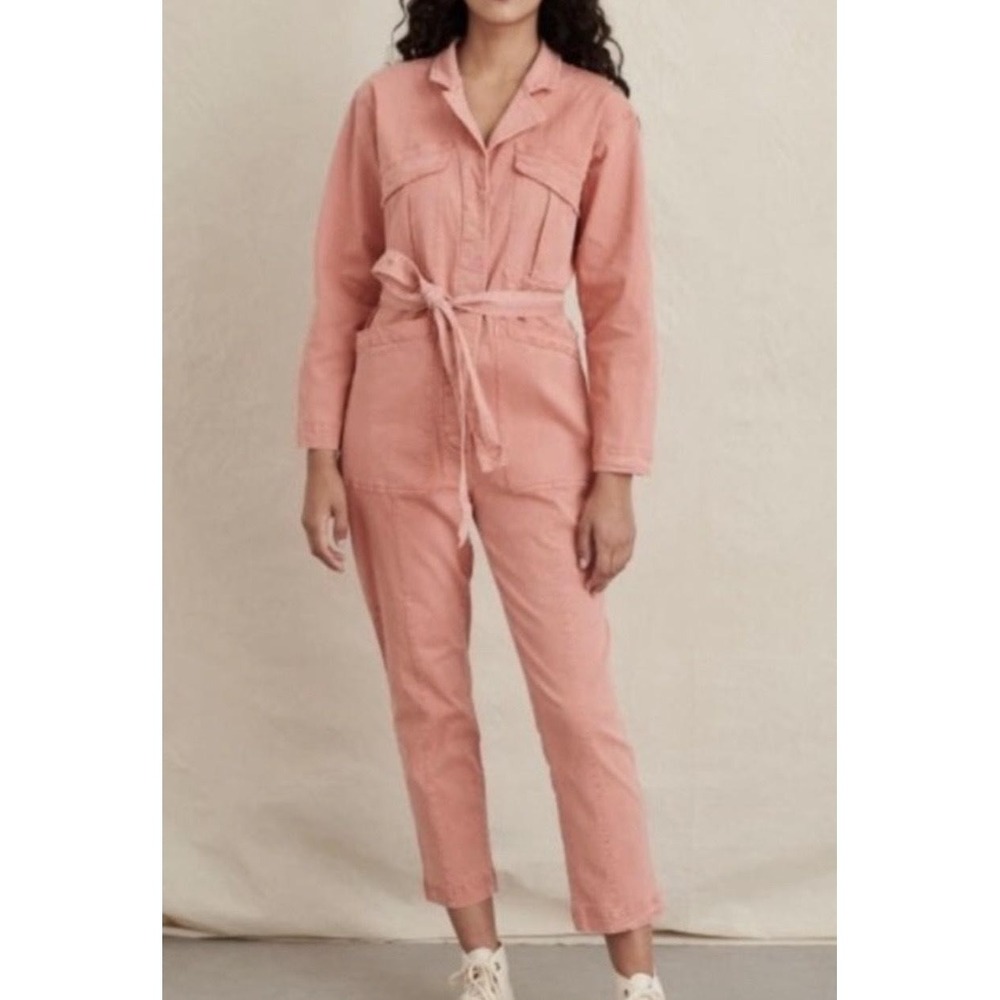 Alex Mill Jumpsuit Womens Medium Pink Expedition Twill Utility Belted Coverall